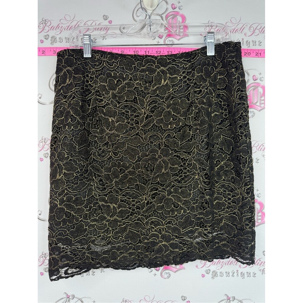 J Jess skirt Lacie floral Lace Overlay Mini Skirt in Black and Gold